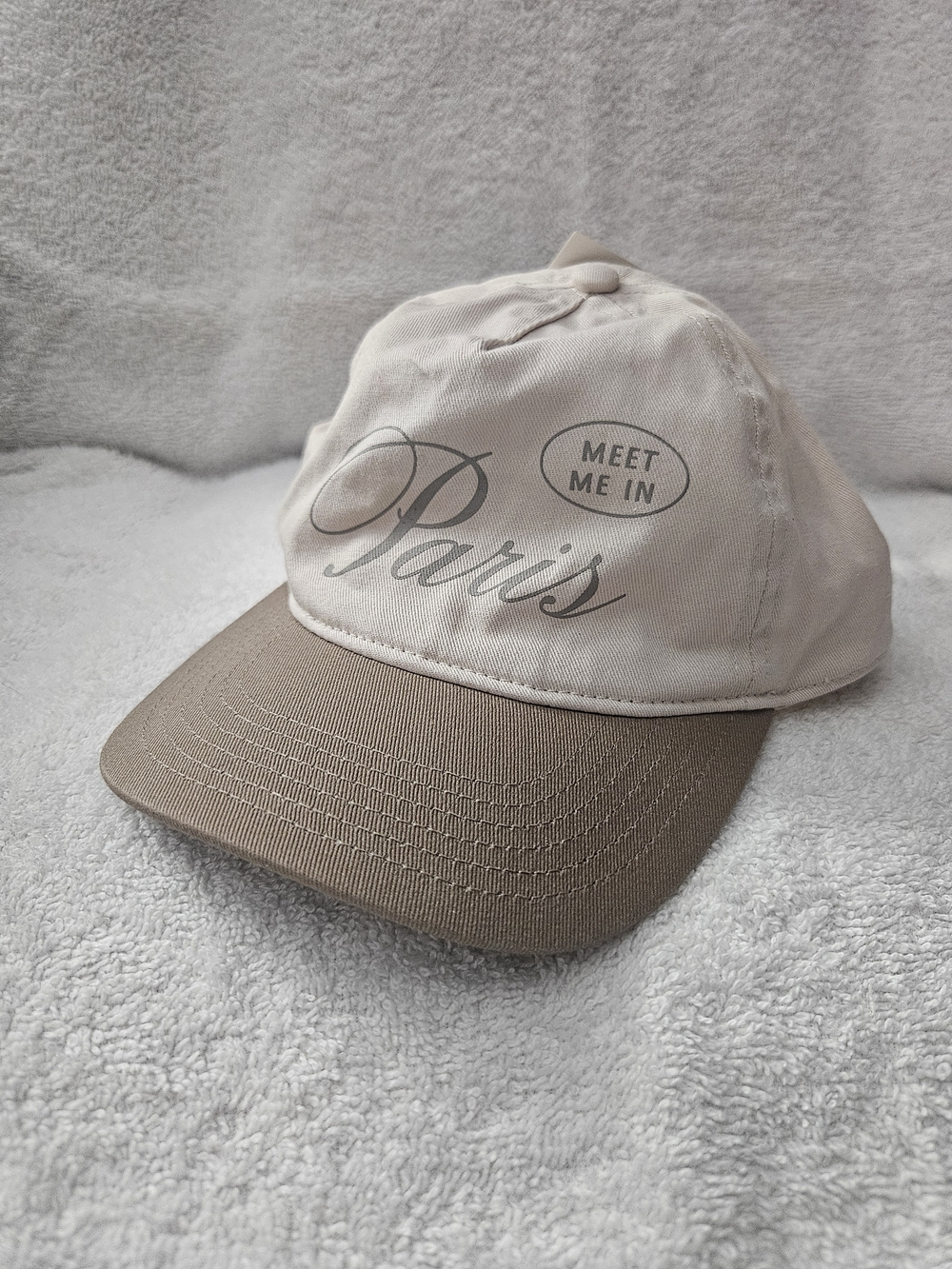 Target Meet Me In Paris Graphic Baseball Cap Womens Two Tone Tan Beige Hat